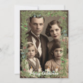 Vintages Foto Kiefernkronen Weihnachtsrahmen Feiertagskarte (Vorderseite)