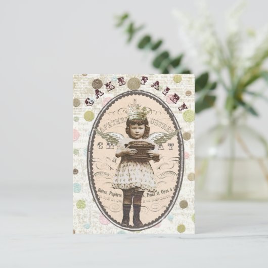 Vintages Foto Kuchenmärchen Postkarte (Stehend Vorderseite)