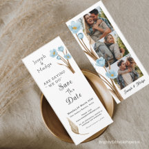 Vintages Foto mit blauer Blume Save the Date