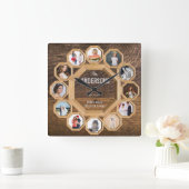 Vintages Foto mit Holzrahmen Quadratische Wanduhr (Zuhause)
