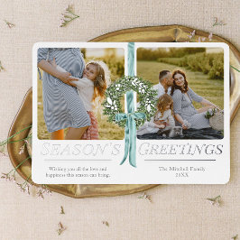 Vintages Foto mit traditionellem Kaminband Folien Feiertagskarte