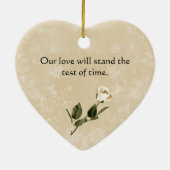 Vintages Foto mit weißem Rosenrahmen Keramik Ornament (Hinten)