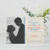 Vintages Foto Rot, Weiß und Blau Danke Karte (Stehend Vorderseite)