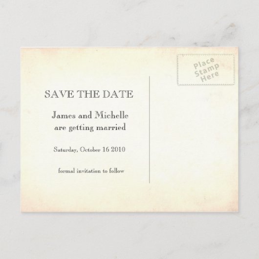 Vintages Foto Save the Date Postkarte (Rückseite)