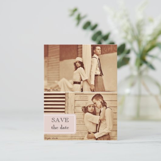 Vintages Foto Save the Date Postkarte (Stehend Vorderseite)