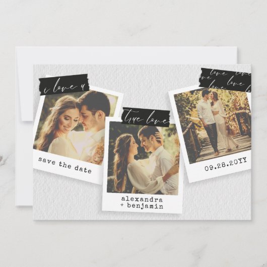 Vintages Foto Schnappschüsse Washi Tape Hochzeit Save The Date (Vorderseite)
