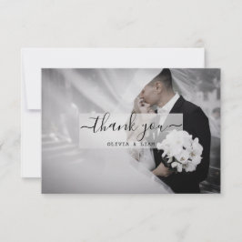 Vintages Foto Schwarz-Weiß-Hochzeit Dankeskarte