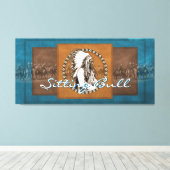 Vintages Foto sitzend Bull Wrapped Canvas Leinwanddruck (Insitu (Holzboden))