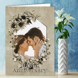 Vintages Foto Sonnenblumenblume Jahrestag Karte