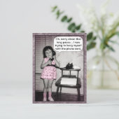 Vintages Foto Telefonmädchen Spaß hängend sich sel Postkarte (Stehend Vorderseite)