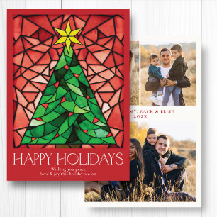 Vintages Foto Tree Star Red Feiertagskarte