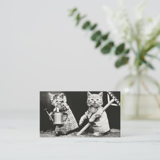 Vintages Foto Visitenkarte (Stehend Vorderseite)