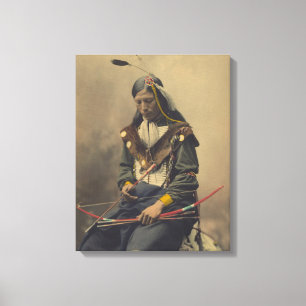 Vintages Foto von Cherokee Man mit Bow Leinwanddruck