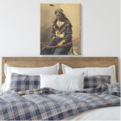 Vintages Foto von Cherokee Man mit Bow Leinwanddruck (Insitu (Schlafzimmer))