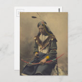 Vintages Foto von Cherokee Man mit Bow Postkarte (Vorne/Hinten)