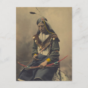 Vintages Foto von Cherokee Man mit Bow Postkarte