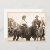 Vintages Foto von Cowgirl und Cowboy 1908 Postkarte (Vorne/Hinten)