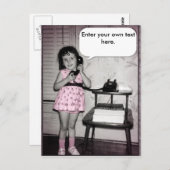Vintages Foto von Mädchen per Telefon Postkarte (Vorne/Hinten)