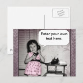 Vintages Foto von Mädchen per Telefon Postkarte (Vorne/Hinten)