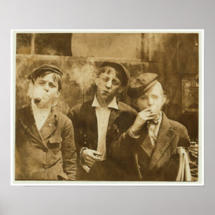 Vintages Foto von Zigarren rauchenden Zeitungen Poster