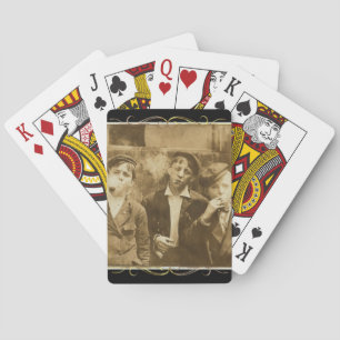 Vintages Foto von Zigarren rauchenden Zeitungen Spielkarten