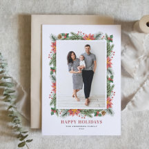 Vintages Foto Wasserfarbe Poinsettia und Grün