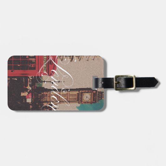 Vintages Fotomonogramm London-Sehenswürdigkeit Gepäckanhänger (Vorderseite horizontal)