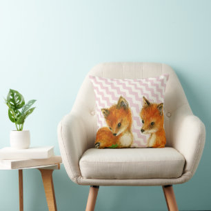 Vintages Fox Acorn Holz Rosa Kissen