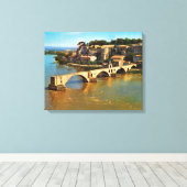 Vintages Frankreich, Avignon, gebrochene Brücke Leinwanddruck (Insitu (Holzboden))