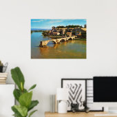 Vintages Frankreich, Avignon, gebrochene Brücke Poster (Heimbüro)