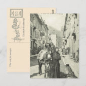 Vintages Frankreich, Bareges, Frau mit Esel Postkarte (Vorne/Hinten)