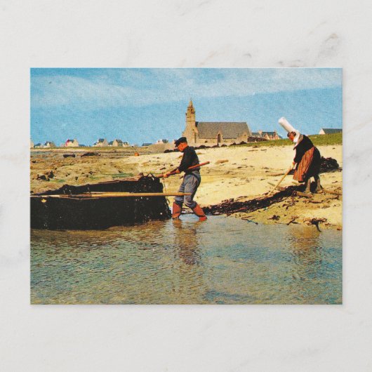 Vintages Frankreich, Bretagne, Fischerboote Postkarte (Vorderseite)