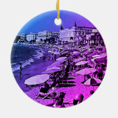 Vintages Frankreich Cannes Strand Keramik Ornament (Hinten)