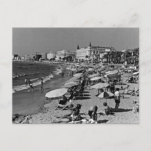 Vintages Frankreich Cannes Strand Postkarte (Vorderseite)