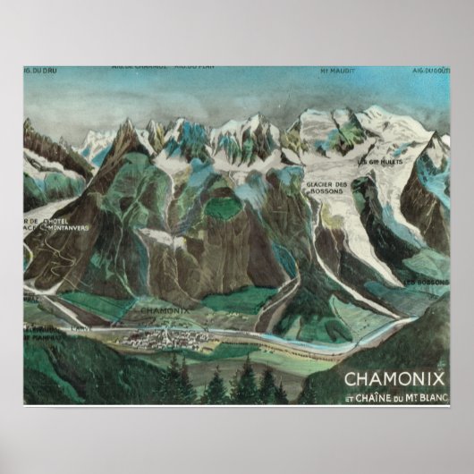 Vintages Frankreich, Chamonix Mont Blanc Poster (Vorne)