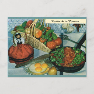 Vintages Frankreich, Essen, Recette de la Piperrad Postkarte