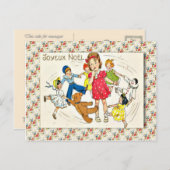Vintages Frankreich, Mädchen mit Tanzspielzeug Postkarte (Vorne/Hinten)