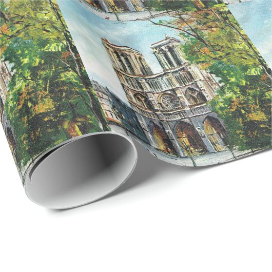 Vintages Frankreich, Notre Damede Paris Geschenkpapier (Rolleneckpunkt)