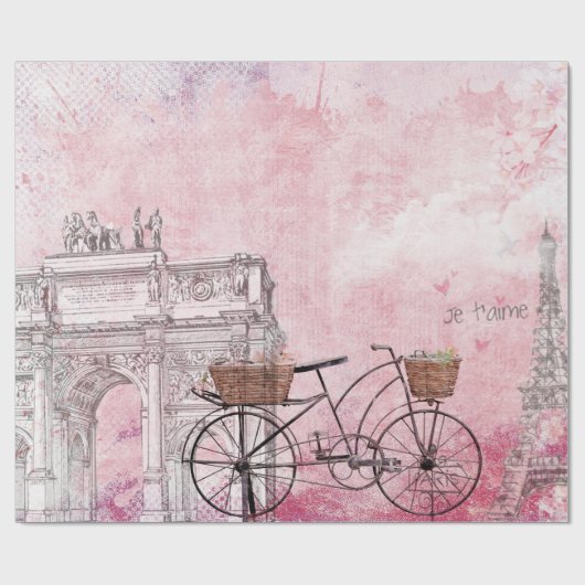 Vintages Frankreich Paris Geschenkpapier (Flach)