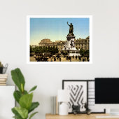 Vintages Frankreich, Place de la République Paris Poster (Heimbüro)