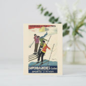Vintages Frankreich Skigebiet Französische Alpen Postkarte (Stehend Vorderseite)