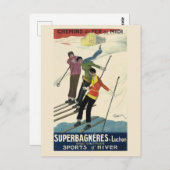 Vintages Frankreich Skigebiet Französische Alpen Postkarte (Vorne/Hinten)