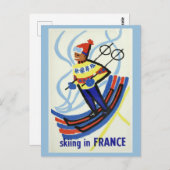 Vintages Frankreich Skireisen Postkarte (Vorne/Hinten)