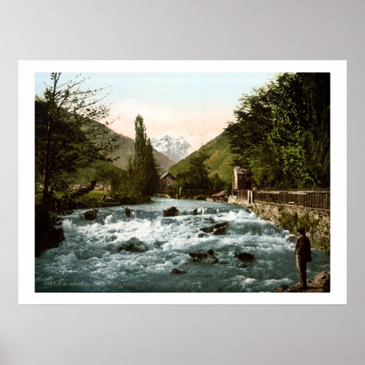 Vintages Frankreich, Wasserfall Pique Poster (Vorne)