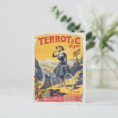 Vintages Frankreich - Werbung für Fahrradreisen Postkarte (Stehend Vorderseite)
