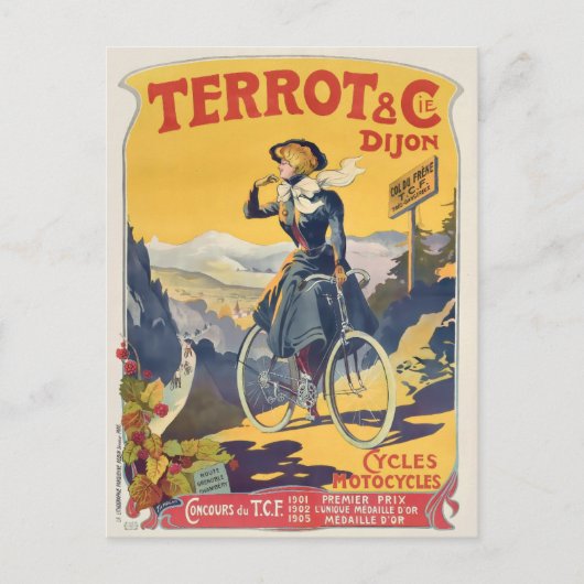 Vintages Frankreich - Werbung für Fahrradreisen Postkarte (Vorderseite)