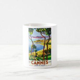 Vintages Franzose-Reise-Plakat Cannes Cote d'Azur Kaffeetasse