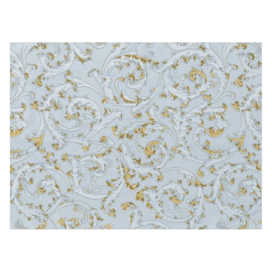 Vintages Französisch Blassblau Goldmedaille Tischdecke (Vorderseite (Horizontal))