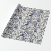Vintages Französisch Blue Toile Fleurie Geschenkpapier (Ungerollt)