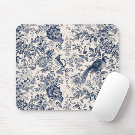 Vintages Französisch Blue Toile Fleurie Mousepad (Mit Mouse)